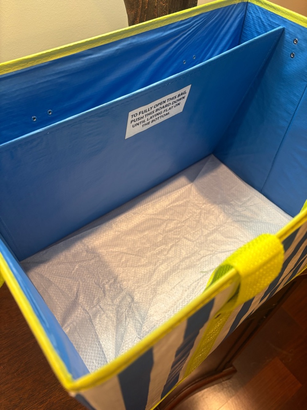 Collapsible Box Tote - Blue and Yellow Trim - Picture 13 of 16